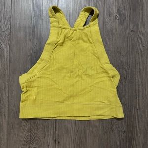 Free people medium crop tank cute back greenish yellow